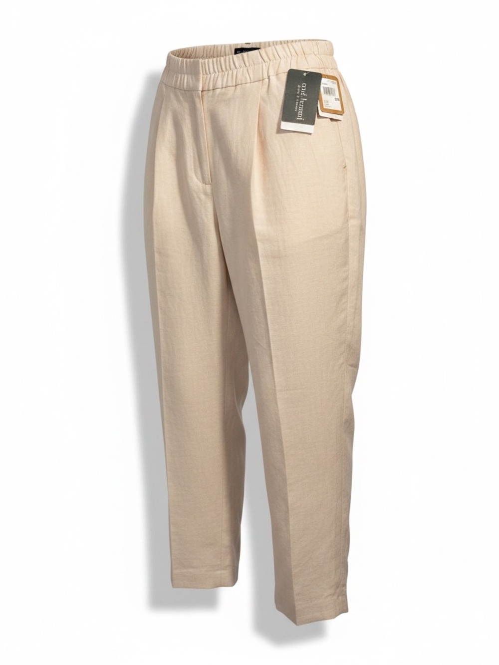 NWT Harvé Benard 26W Linen Blend Comfort Waist Trousers Ivory Wide Leg  Pants